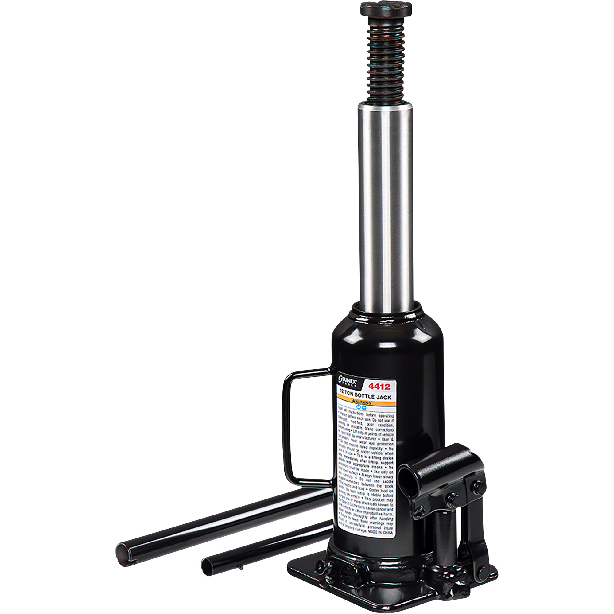 Sunex Tools Bottle Jack — 12-Ton Capacity, Welded Base, 9.1in. to 18.3in. Lift Height, Model# 4412